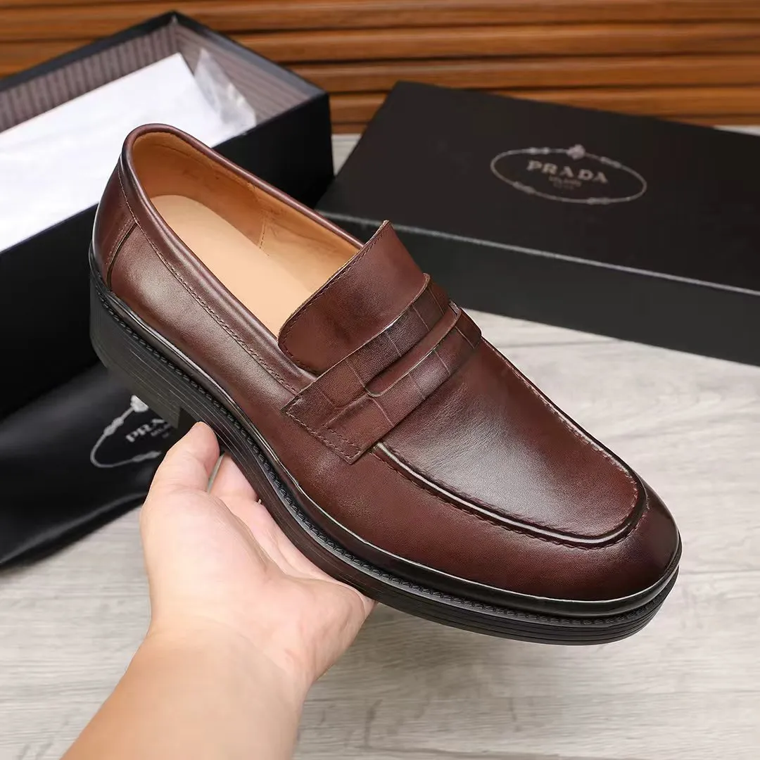Men's shoes 💰540 💰💰🎩🎩【Prada】Counter 1:1⬆️original reproduction, absolute quality🆗original outsole, high-quality imported rubber, wear-resistant and non-slip, never degummed, upper material: imported first-layer cowhide➕anti-slip foam outsole, official website material, inner material: water-dyed leather lining, 6 colors available! Code number 38-45